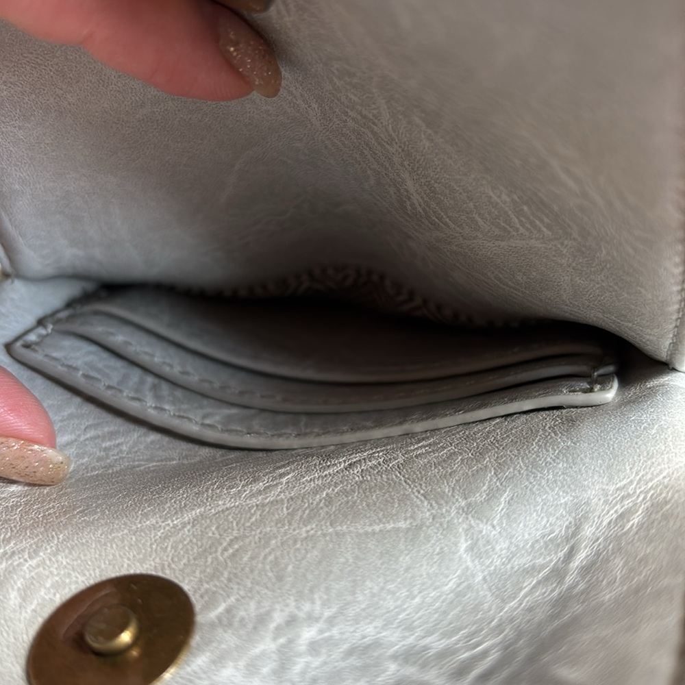 Light Gray Crossbody Bag with Fall Strap - Picture 5 of 5